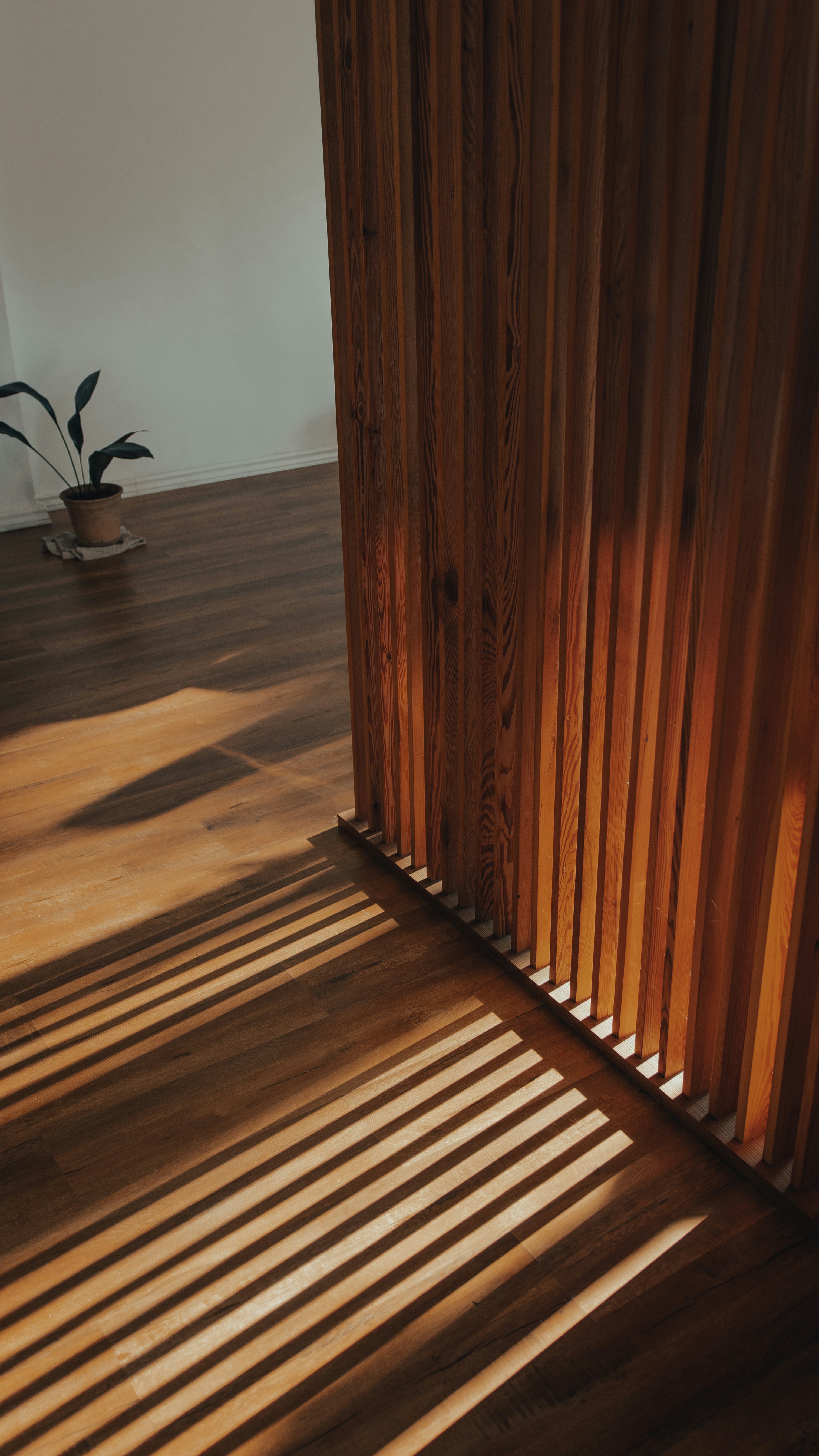 Open slatted room divider