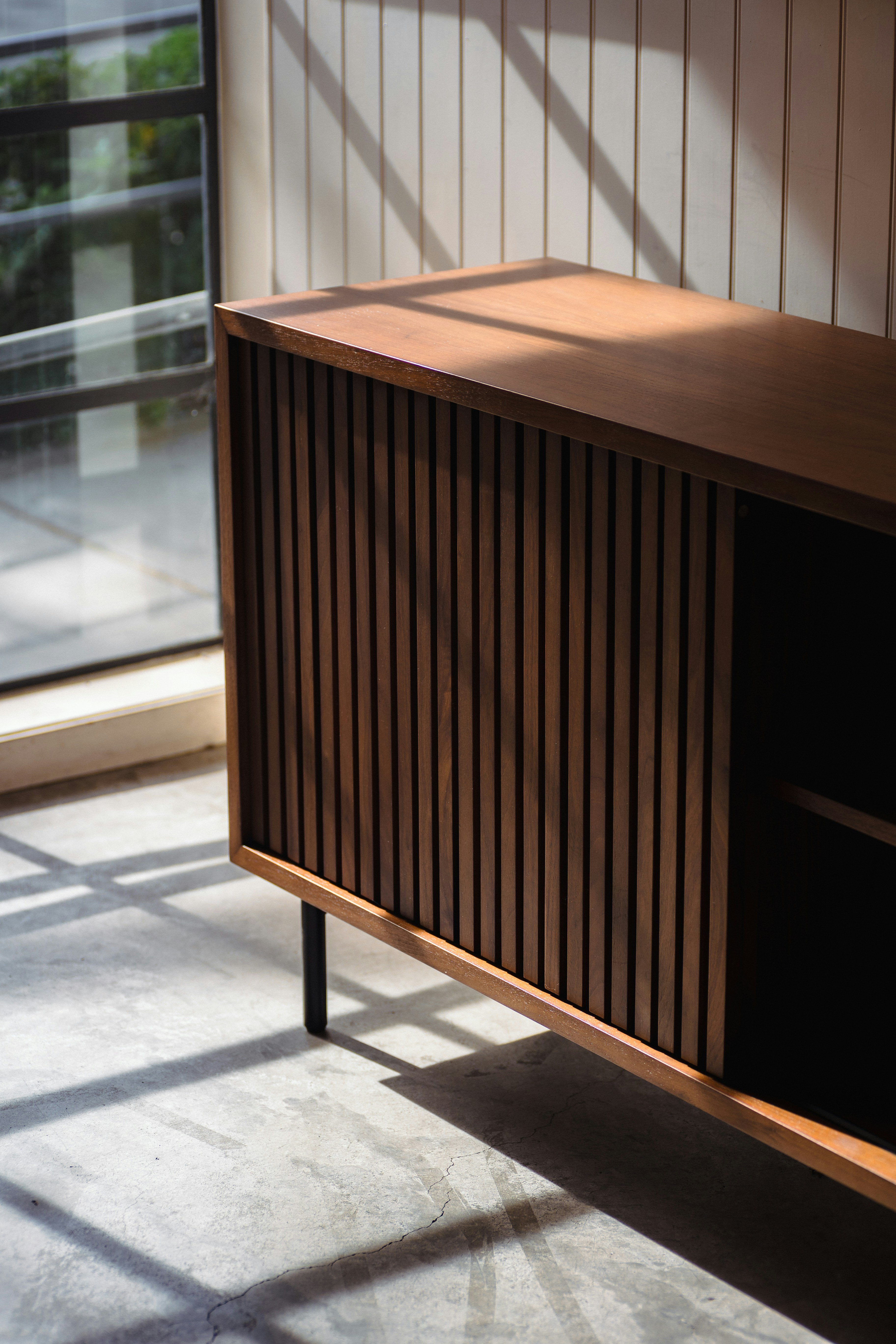 Slatted cabinet detail